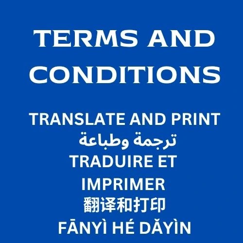 Terms and Conditions - Translate and Print Tool Online Terms and Conditions - Agreement for Translate and Print Tool